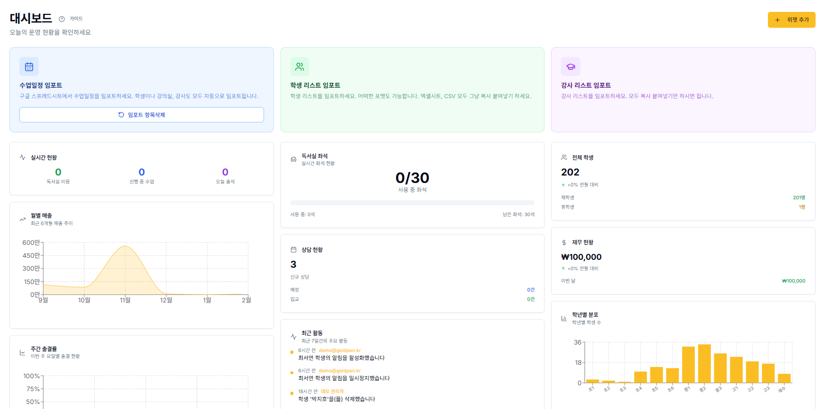 골드펜 대시보드