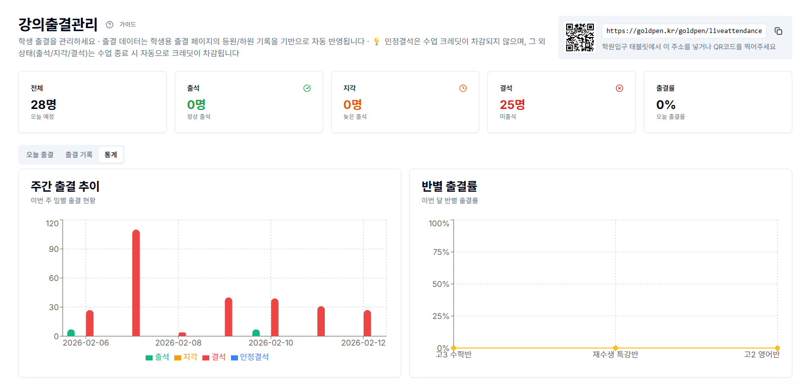 골드펜 출결 자동화