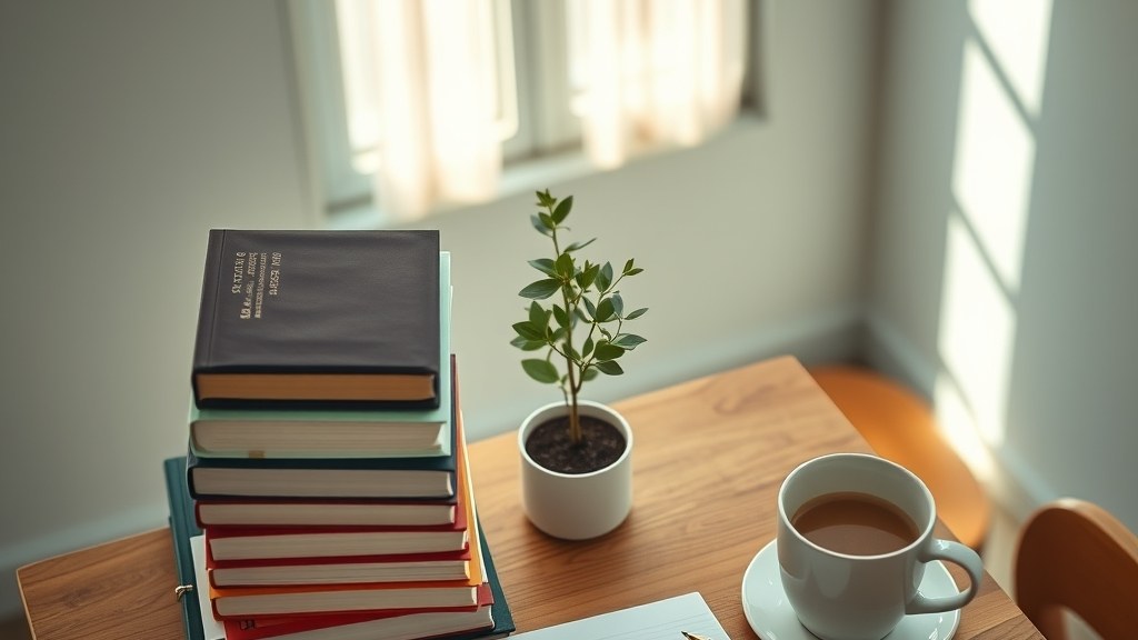 정돈된 학원 책상과 학습 기록