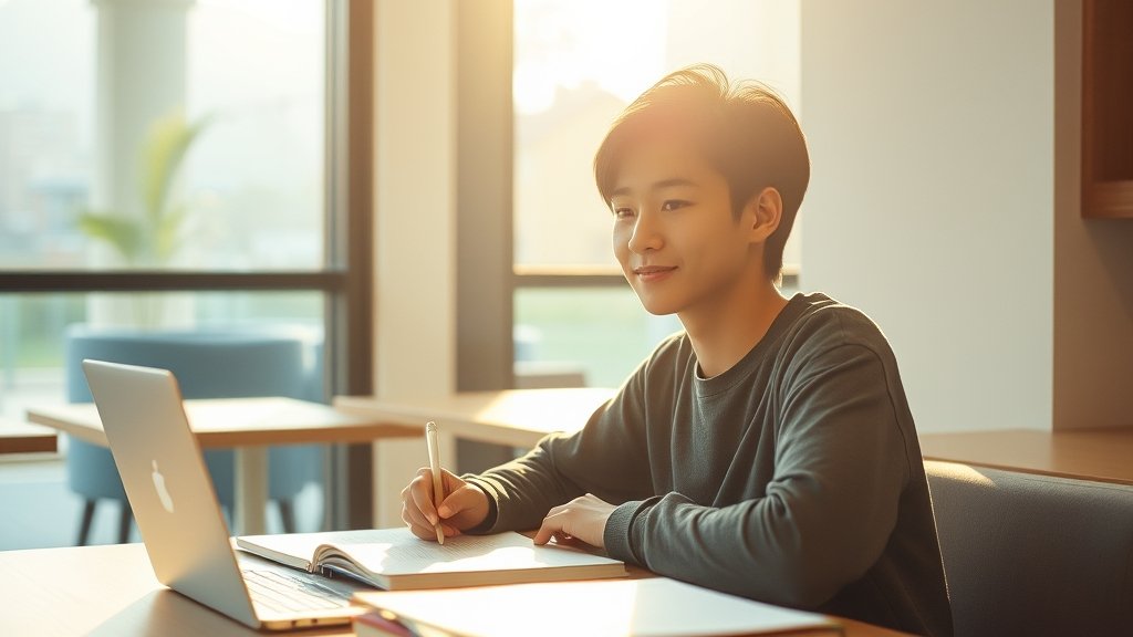 조용한 스터디카페에서 집중하는 회원
