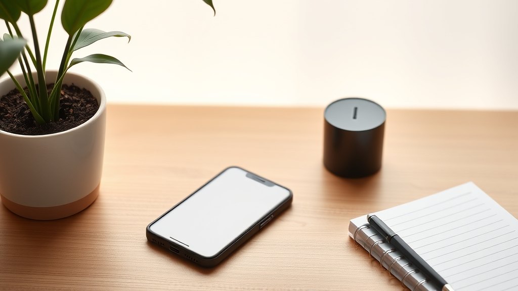 학원 문의 전화를 대기 중인 데스크의 스마트폰과 노트