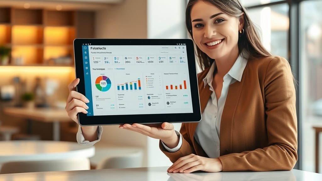 태블릿으로 점검 화면을 확인하는 매니저