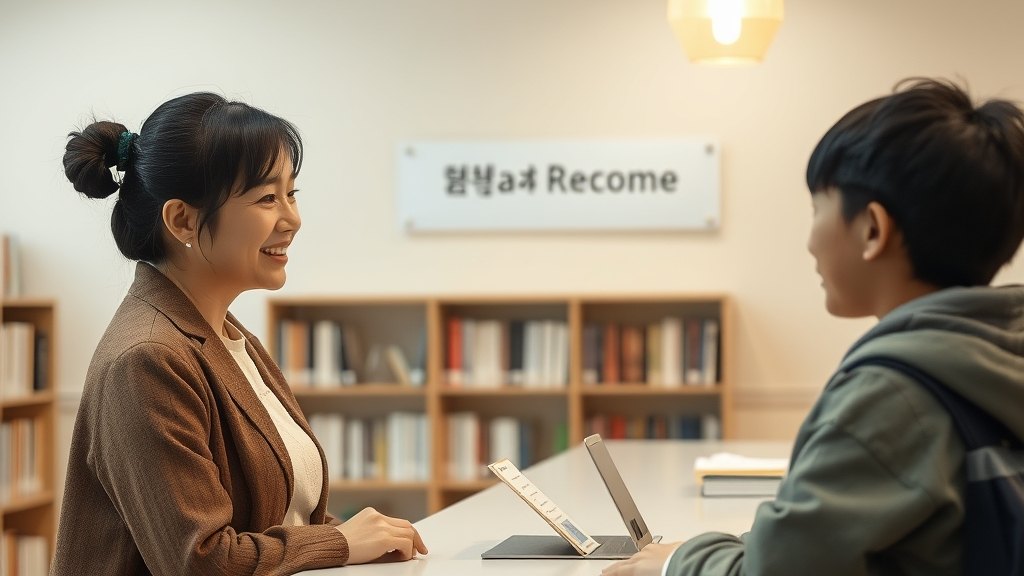 카운터에서 회원에게 안내하는 매니저