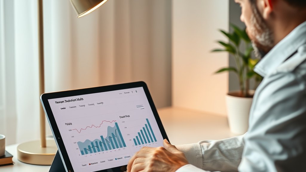 태블릿으로 매출·미납 현황을 확인하는 매니저