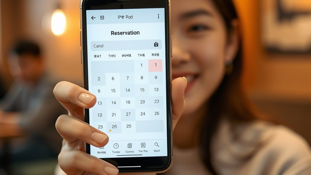 모바일 예약 화면을 보는 회원