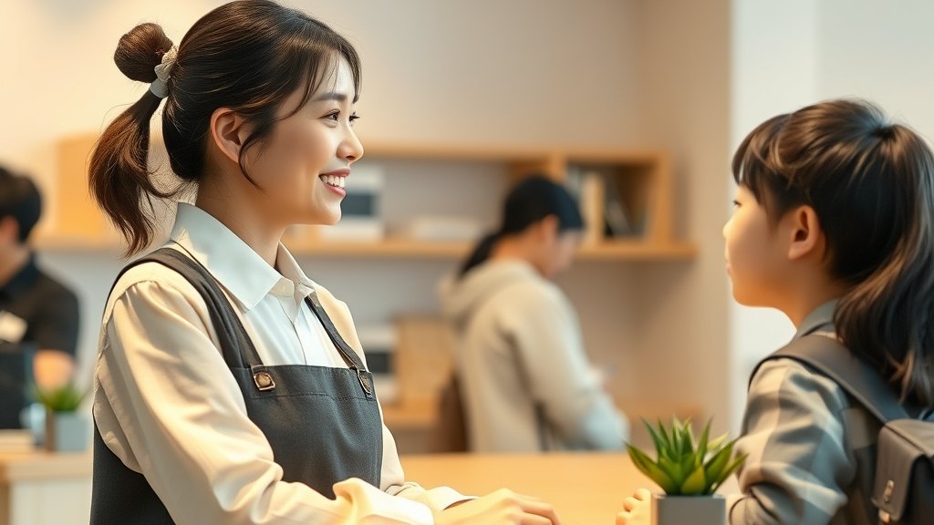 카운터에서 회원에게 안내하는 매니저