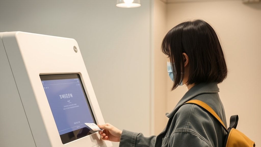 입실 단말기를 사용하는 학생
