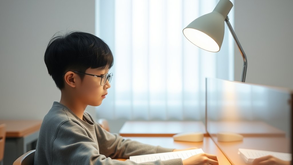 좌석에서 집중해서 공부하는 학생