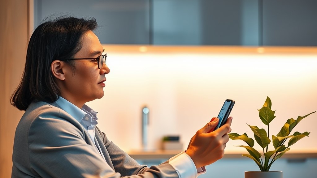 모바일에서 학습 보고서를 확인하는 매니저