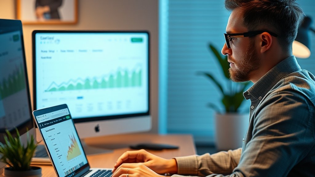 운영자가 노트북 화면으로 주간 추천 현황을 확인하는 모습