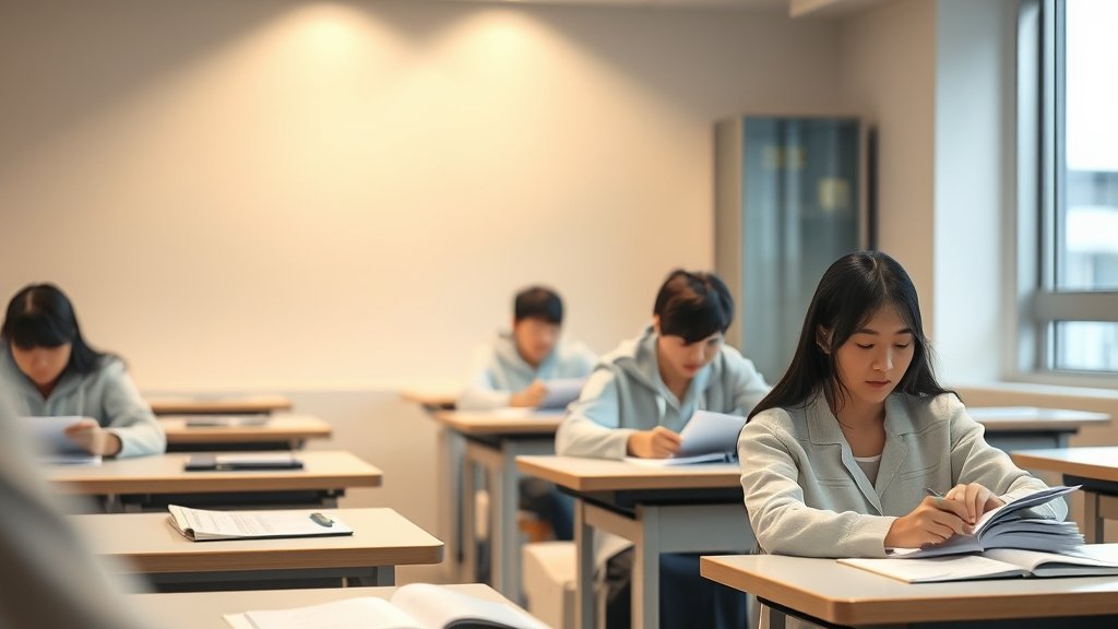 조용히 공부에 집중하는 독서실 회원의 모습