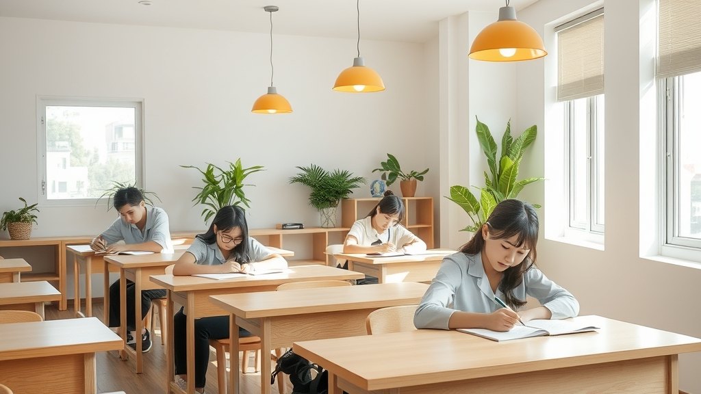 학생들이 자율학습실에서 보강 수업을 받는 모습