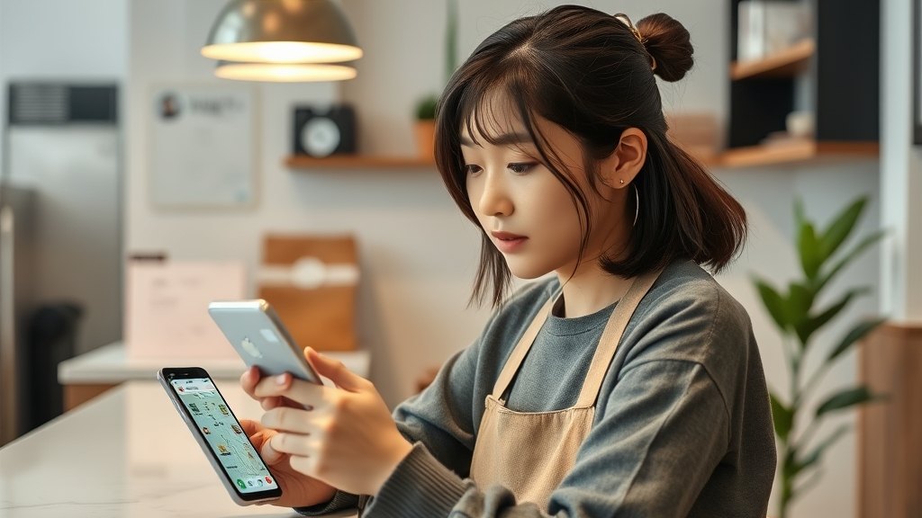 운영자가 지역 검색·SNS 마케팅을 점검하는 모습