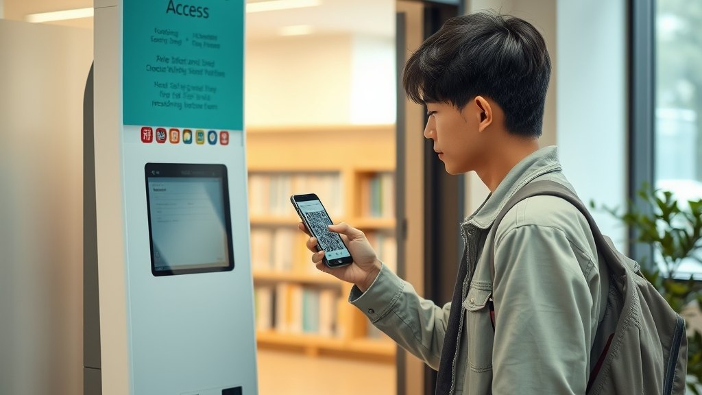 독서실 입구의 QR 본인 인증 출입 단말기