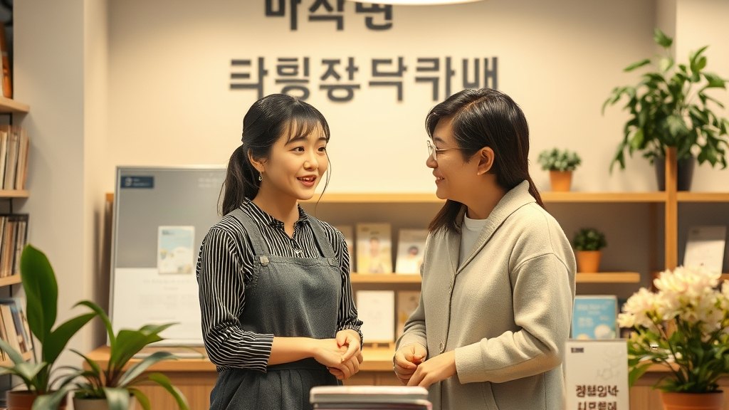 운영자가 회원에게 차분히 안내하는 모습