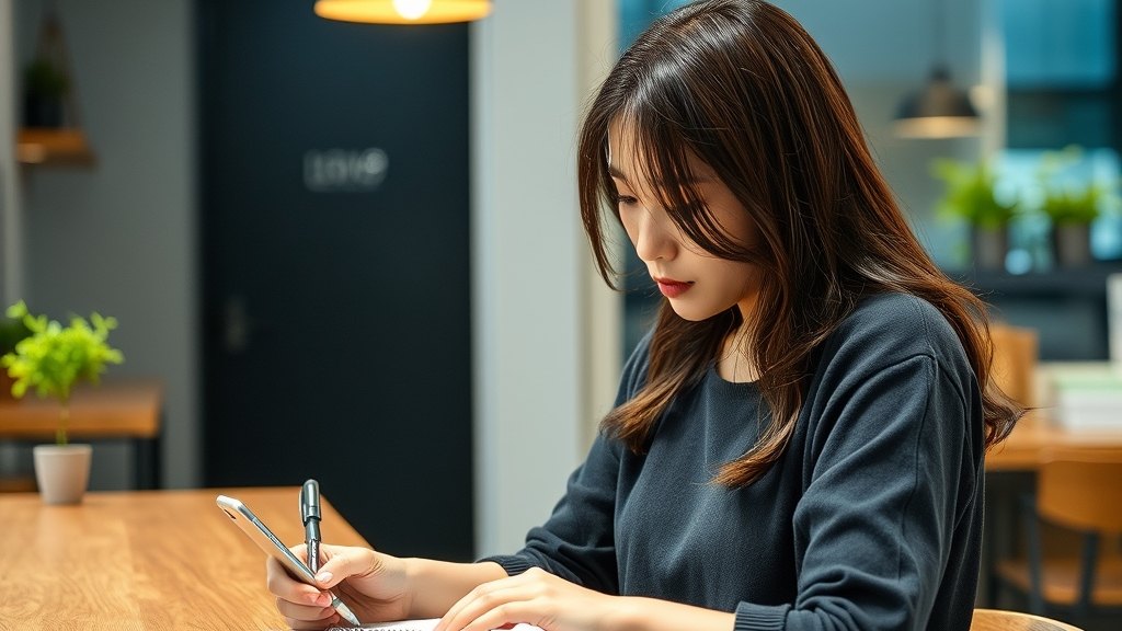 운영자가 카운터에서 민원 한 통을 한 노트에 받아 적는 모습