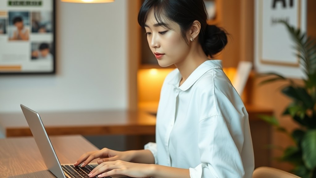 운영자가 노트북으로 24시간 안에 한 줄 답을 보내는 모습