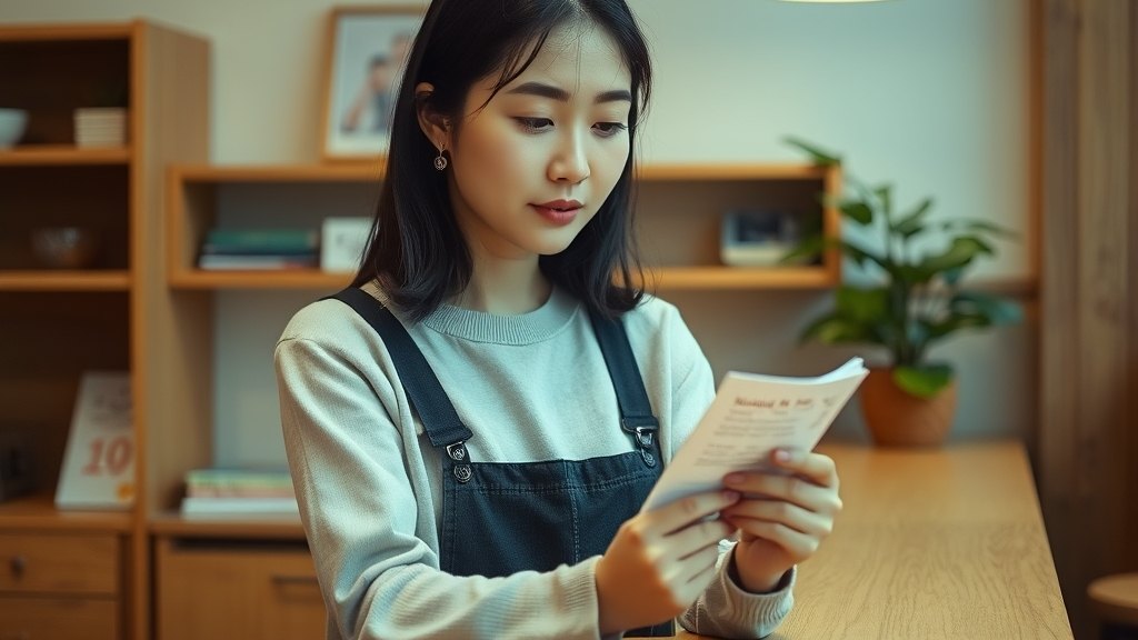 운영자가 한 줄 응대 매뉴얼 카드를 살펴보시는 모습