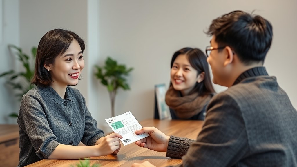 회원분께 등급별 혜택 카드를 차분히 안내하시는 운영자