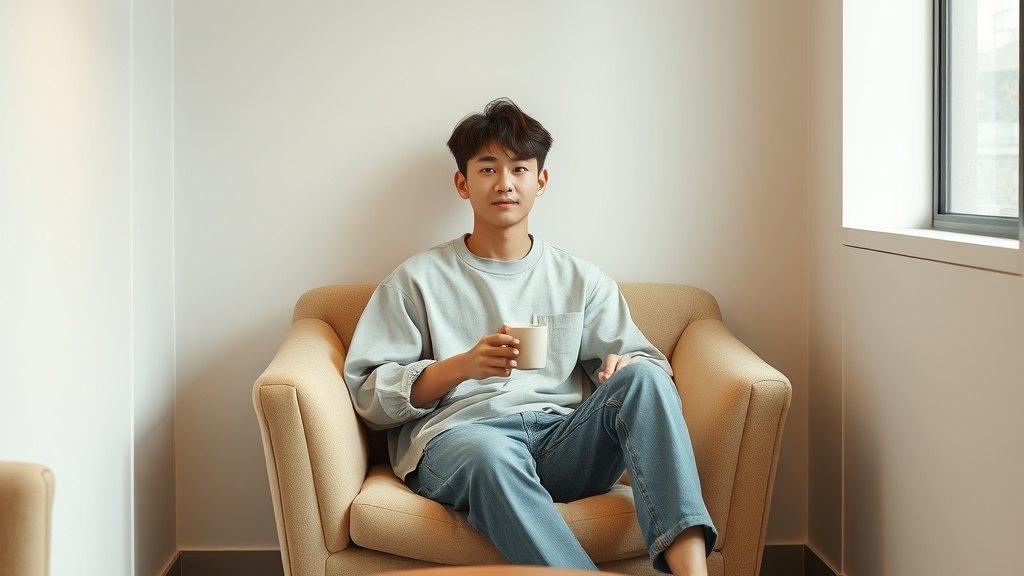 라운지 의자에 앉아 차분히 휴식하시는 회원