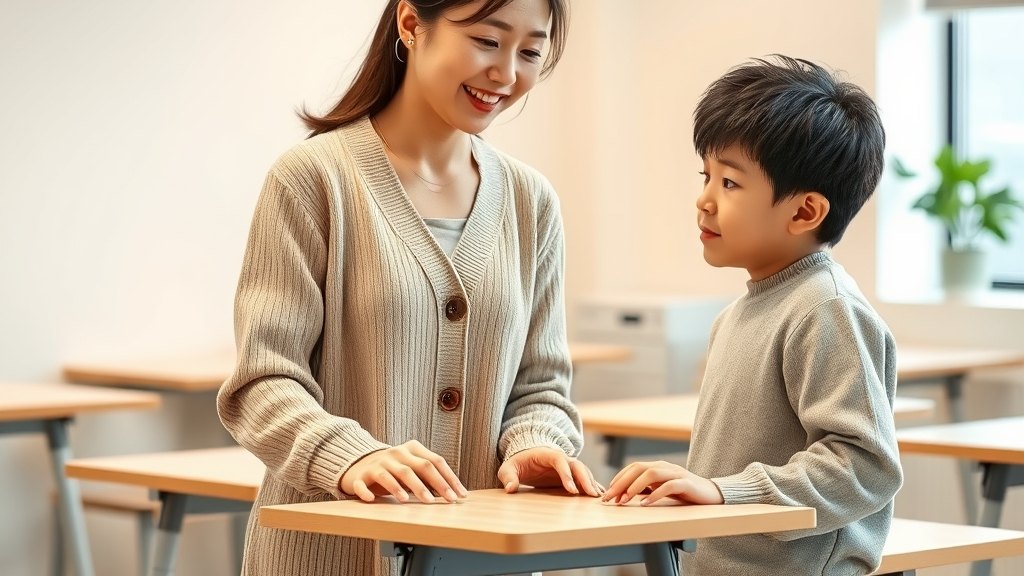 신규 회원 한 분께 자리를 친절히 안내해 드리시는 학습관리사