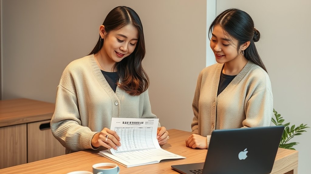 원장님과 학습관리사가 카운터에서 하루 운영을 함께 점검하시는 모습