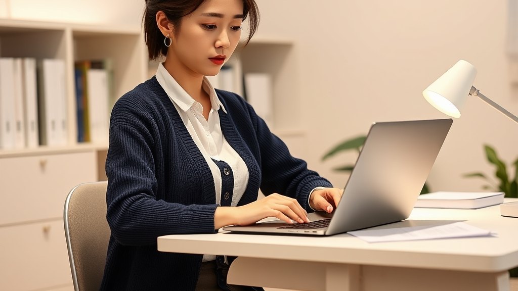 강사님이 노트북 한 자리에서 시험지를 차분히 편집하시는 모습