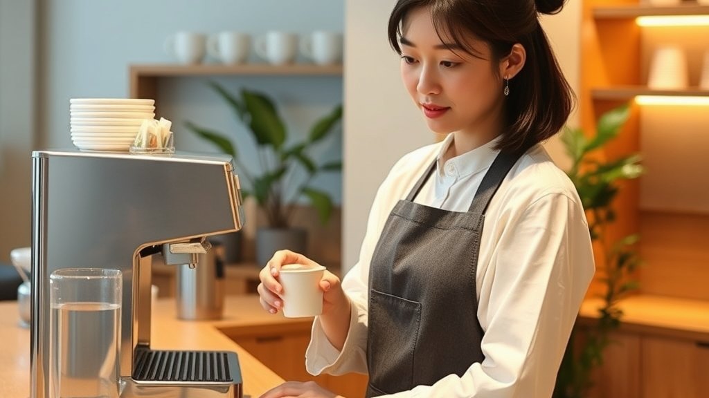 커피머신·차·물 한 자리에서 음료를 차분히 준비하시는 매니저님