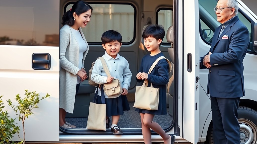 매니저님이 학원 입구에서 학생 한 분을 안전히 인계해 드리시는 모습
