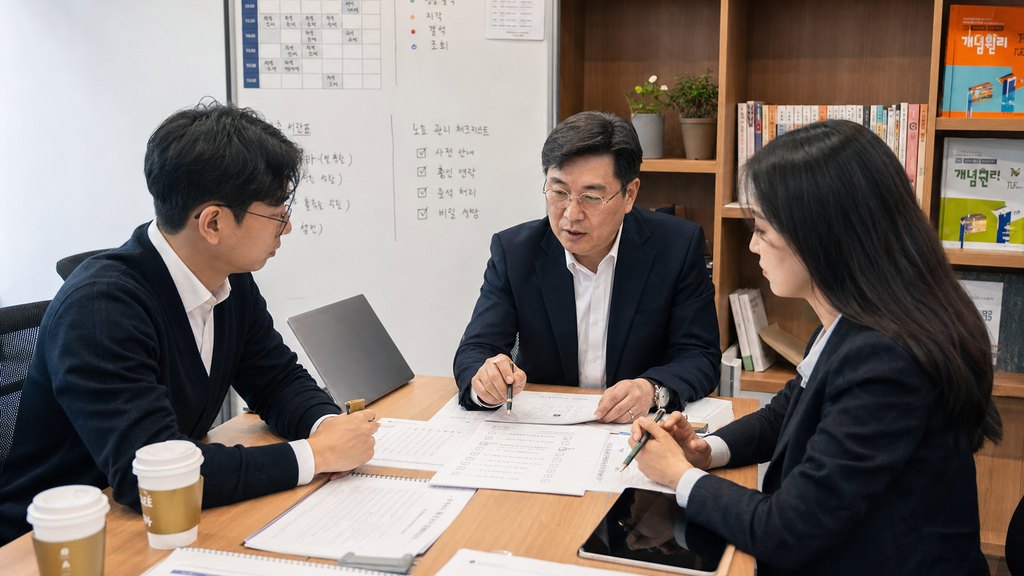 독서실 좌석 운영 지표를 검토하는 운영팀 회의